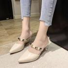Pointy-toe Studded Stiletto Heel Mules