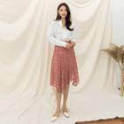 Asymmetric-hem Midi Lace Skirt