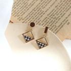 Houndstooth Alloy Square Non-matching Dangle Earring 1 Pair - Gold - One Size