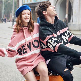Couple Hooded Lettering Top / Lettering Hooded Pullover Dress
