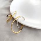 Hoop Ear Stud 1 Pair - Silver & Gold - One Size