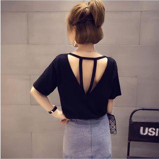 Cutout-back Short-sleeve T-shirt