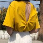 Elbow-sleeve Cutout Back Oversized Top