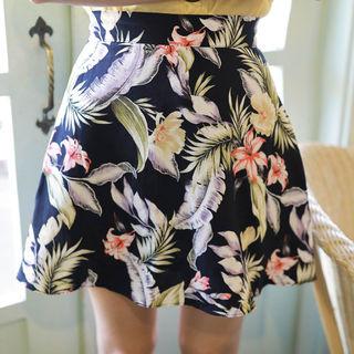 Floral Flared Mini Skirt