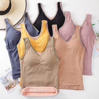 V-neck Contrast Trim Thermal Tank Top