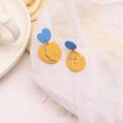 Asymmetrical Resin Dangle Earring 1 Pr - Yellow & Blue - One Size