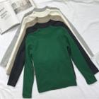 Long-sleeve Fleece-lined Mock Neck Knit Top