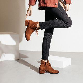 Tie-front Block-heel Ankle Boots
