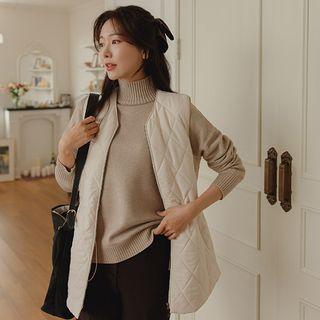 V-neck Drawstring Quilted Vest