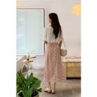 Flared Maxi Floral Skirt Cream - One Size