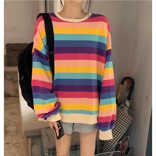 Rainbow Stripe Sweatshirt As Shown In Figure - One Size