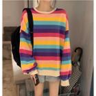Rainbow Stripe Sweatshirt As Shown In Figure - One Size