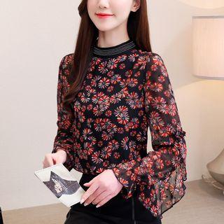 All Over Pattern Chiffon Top