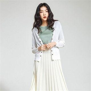 Open-front Button-trim Summer Cardigan