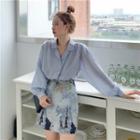 Plain Shirt / Print A-line Skirt