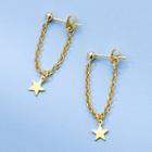 Chain Star Drop Earring 1 Pair - S925 Silver Earrings - Gold - One Size
