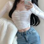 Long-sleeve Crinkle Crop Top