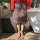 Plaid Wool Blend H-line Midi Skirt