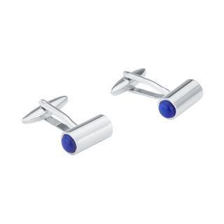 Fashion Elegant Blue Opal Geometric Cylindrical Cufflinks Silver - One Size