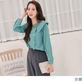 Lace Panel Boatneck Shirt