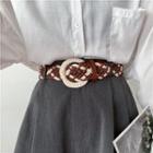 Woven Faux Leather Belt White - One Size