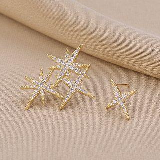 Rhinestone Star Earring Qr137 - 1 Pair - Gold - One Size