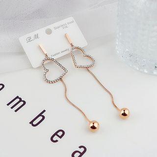 Stainless Steel Heart Dangle Earring 1 Pair - E9609 - Earring - Love Heart - One Size