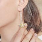Sterling Silver Rhinestone Moon And Star Drop Earring