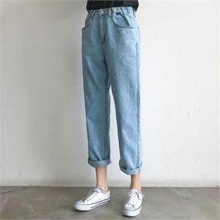 Adjustable-waist Straight-cut Jeans