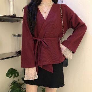 Bell-sleeve Lace Top / Wrap Cardigan
