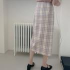Plaid Long Wrap Skirt