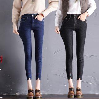 Notch Hem Cropped Skinny Jeans