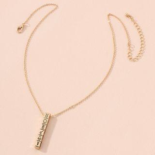 Print Bar Pendant Alloy Necklace Gold - One Size