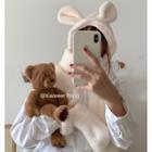 Fleece Bear Ear Hooded Scarf White - One Size