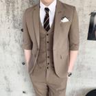 Suit Set: Elbow-sleeve Blazer + Vest + Dress Pants