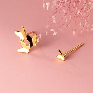 Butterfly Sterling Silver Asymmetrical Earring