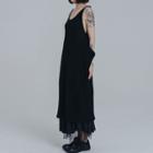 Spaghetti Strap Midi Knit Dress Black - One Size