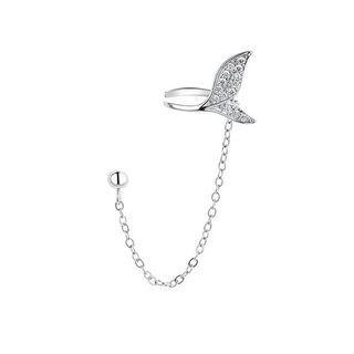 Mermaid Tail Rhinestone Alloy Cuff Earring Single - Silver - One Size