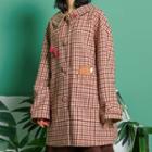 Maple-leaf Embroidered Plaid Trench Coat
