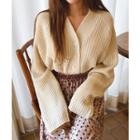 Button-front Rib-knit Sweater