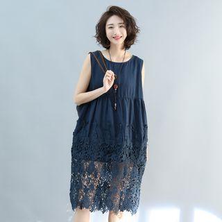 Sleeveless Perforated Midi Dress