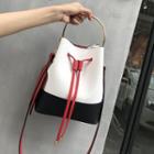 Drawstring Color Block Shoulder Bag