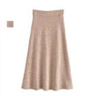 Melange Knit A-line Skirt