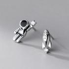 Astronaut & Rocket Rhinestone Asymmetrical Sterling Silver Earring 1 Pair - Silver - One Size