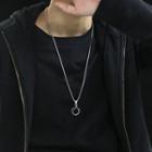 Hoop Pendant Alloy Necklace 1913 - Charm & Chain - Silver - One Size