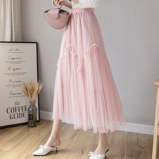 Bow Detail Midi Mesh Skirt