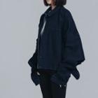 Puff-sleeve Denim Jacket Dark Blue - One Size