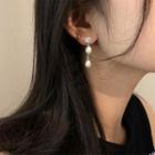 925 Sterling Silver Faux Pearl Drop Earring 1 Pair - White Bead - Silver - One Size