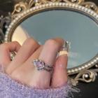 Rhinestone Alloy Open Ring Love Heart Ring - Pink - One Size