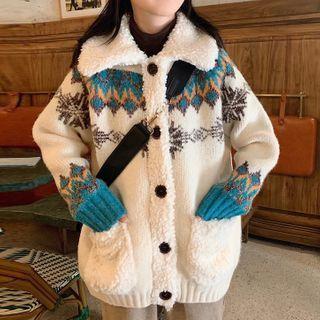 Nordic Patterned Fleece-lined Button Jacket